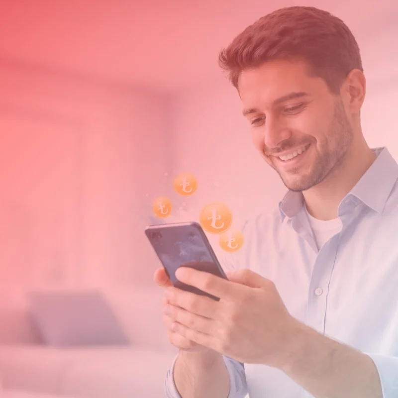 Telefonuna bakarak gülümseyen Vodafone kullanıcısı temsili görsel